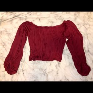 Maroon flowy crop top